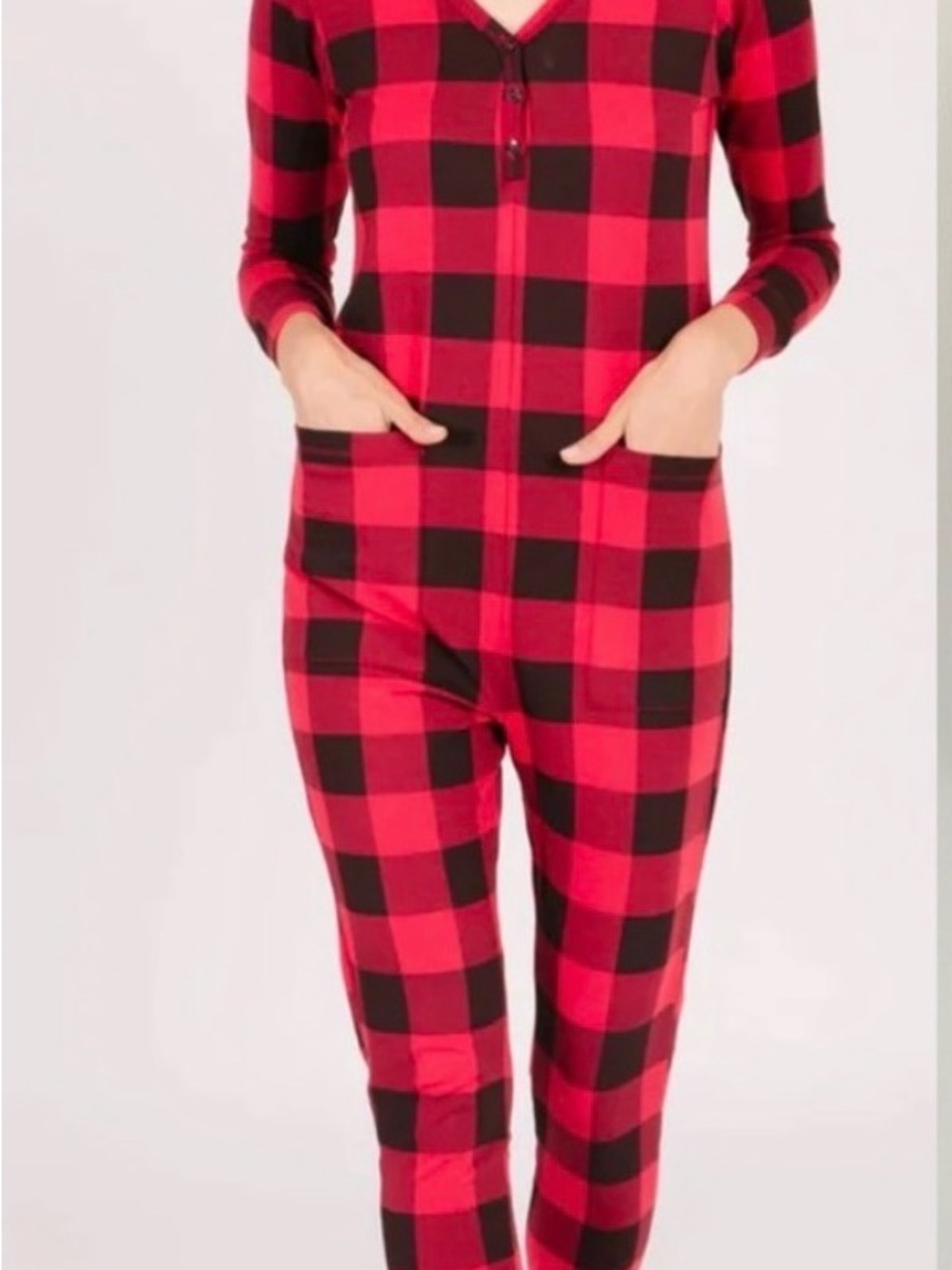 Smash + Tess Red and Black Buffalo Plaid Romper Jumpsuit